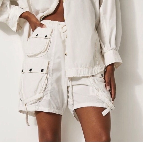NWOT Free People White Moon Bay Parachute Shorts - Picture 1 of 6